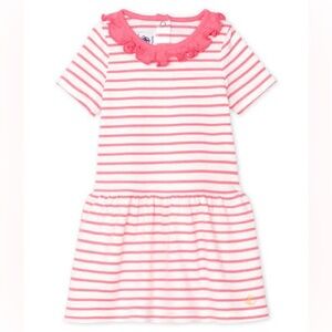 Petit Bateau Baby Girl's Striped Dress with Ruffles 18M 100% cotton